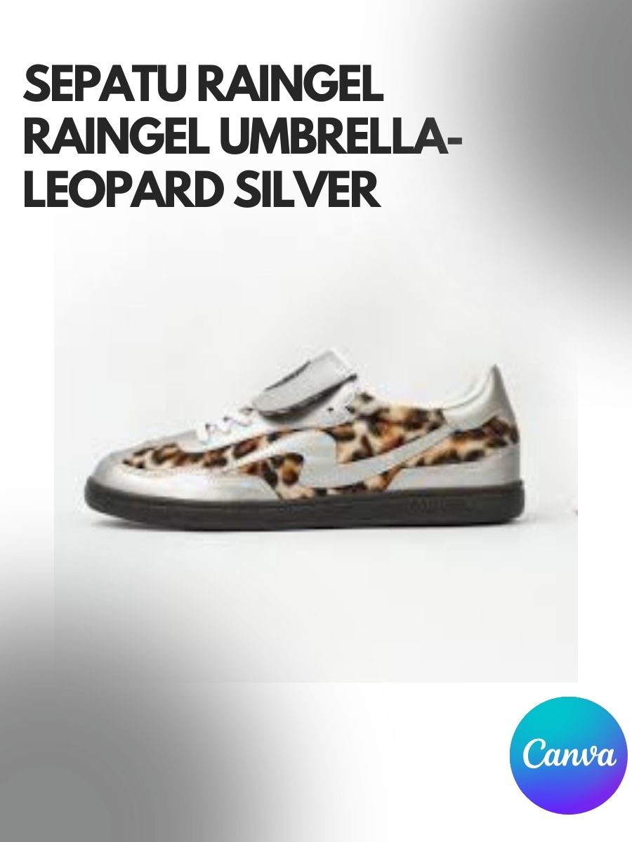 RAINGEL – UMBRELLA Leopard Silver Sepatu yang Stylish dan Berkarakter